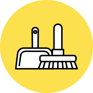 Icon of broom and pan