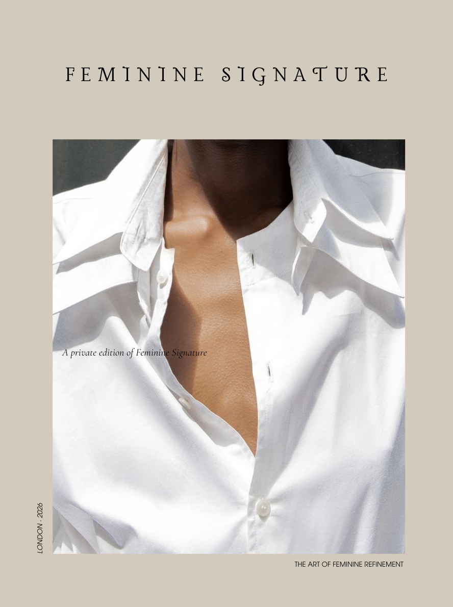 The Art of Feminine Refinement, a private edition by Feminine Signature, featuring an elegant editorial cover.