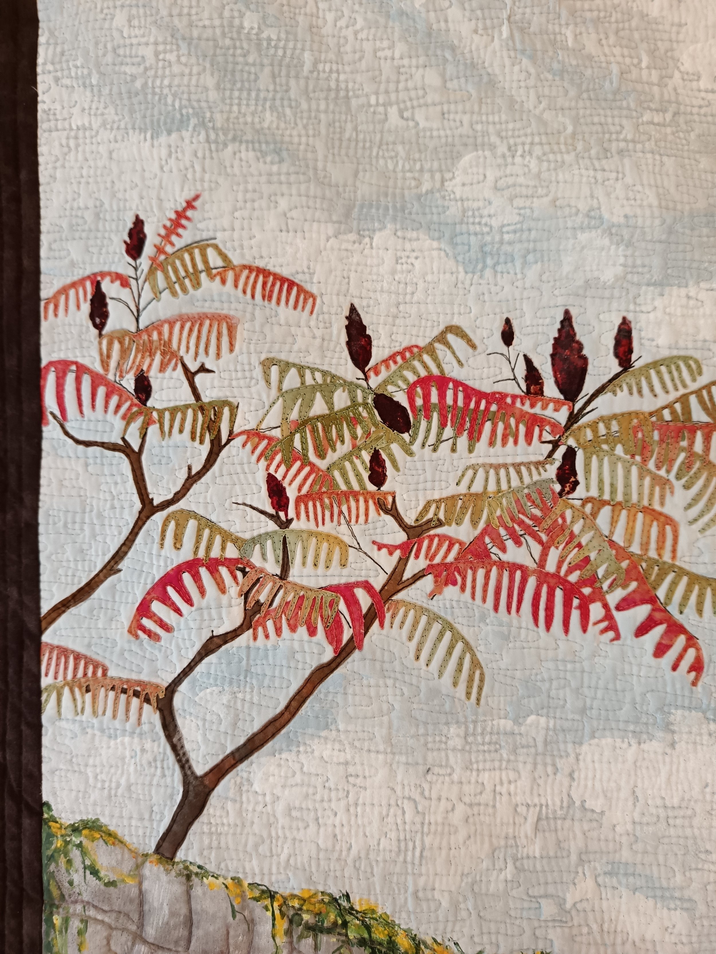 A detail from Poisonous Plant by Annabel Rainbow. Now in the collection of the Quilt Museum, York