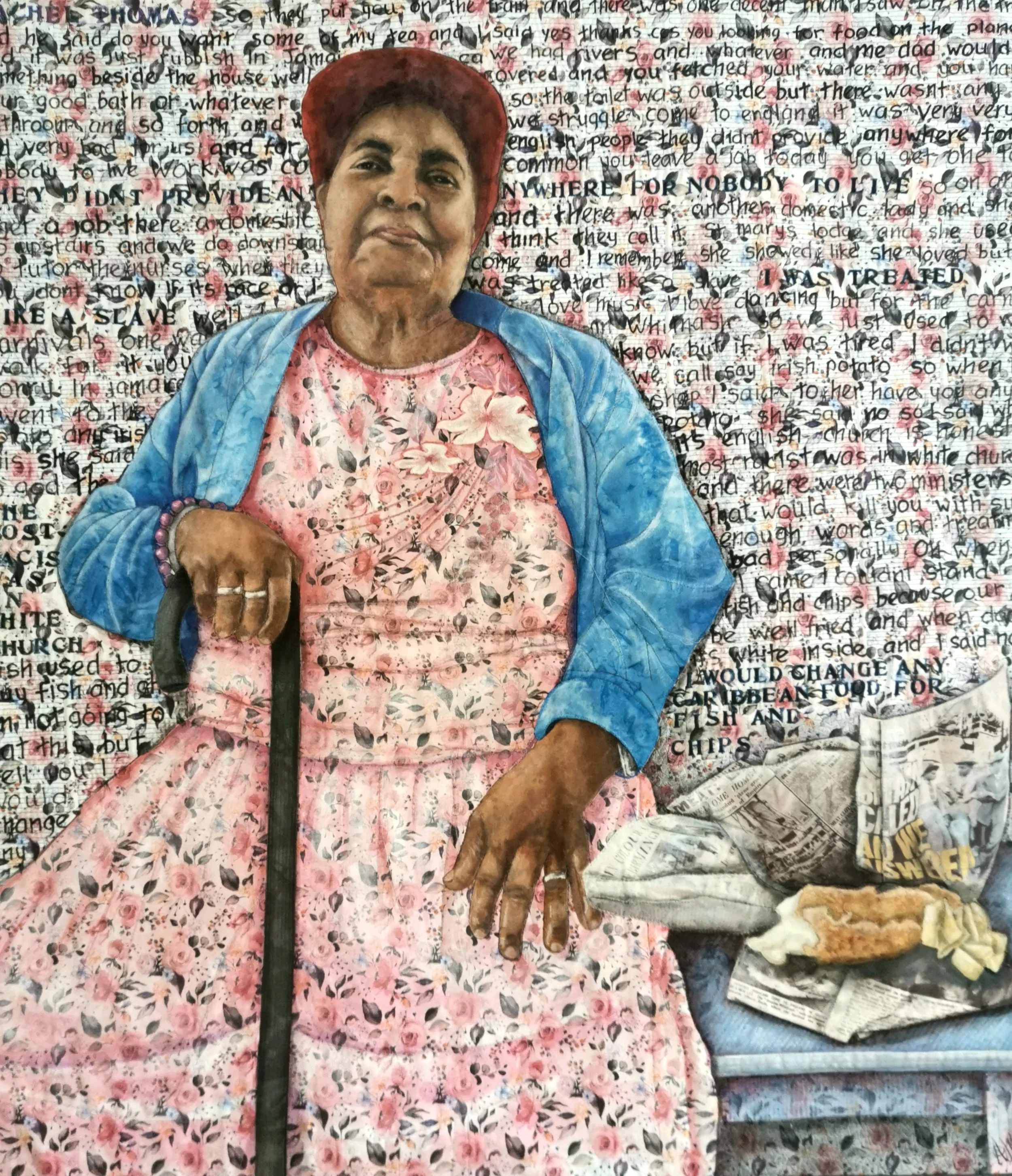Rachel by Annabel Rainbow an art quilt in the Windrush series