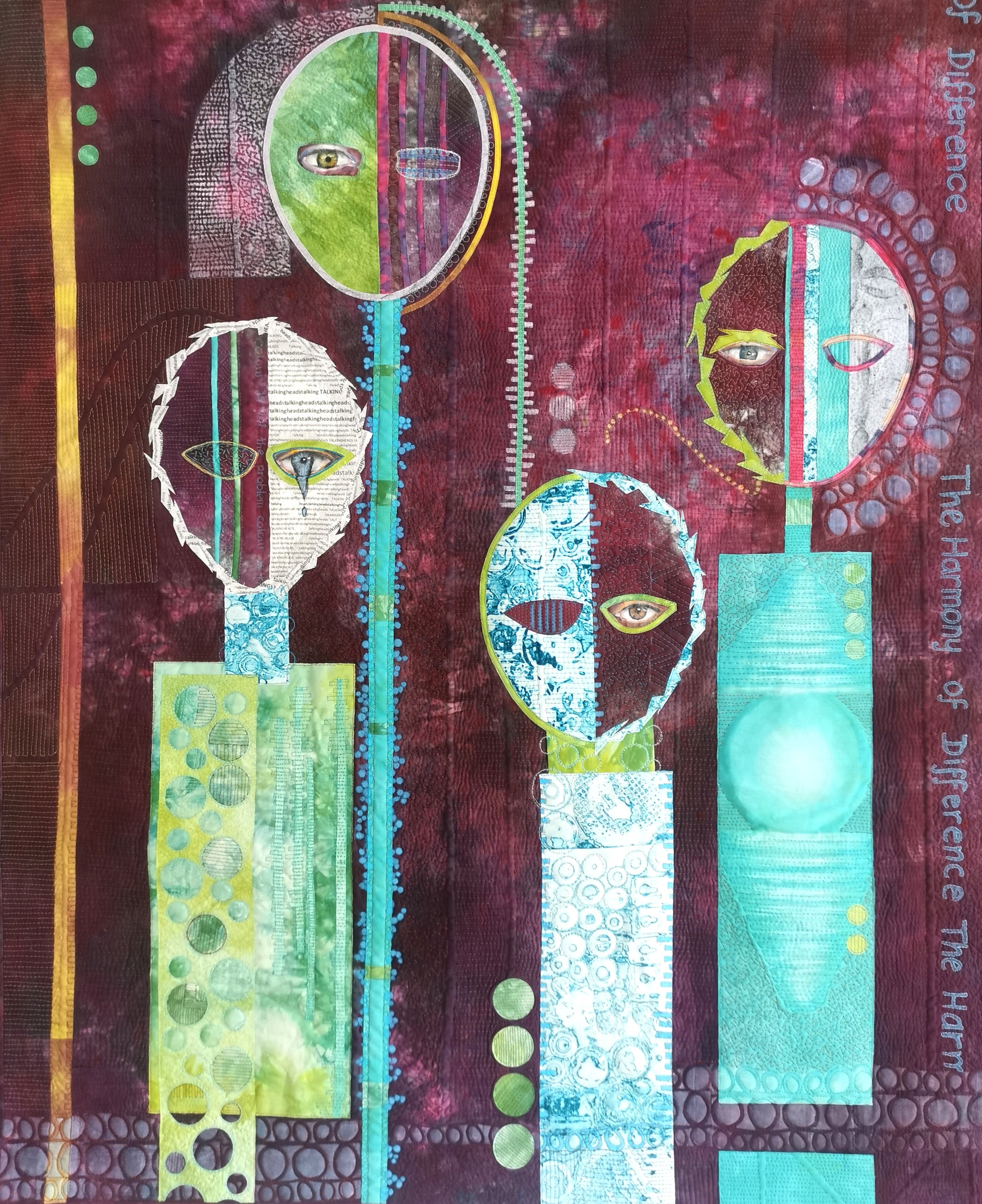 Abstract artwork by Annabel Rainbow. 1 of 2 quilts called  "The Harmony of Difference"