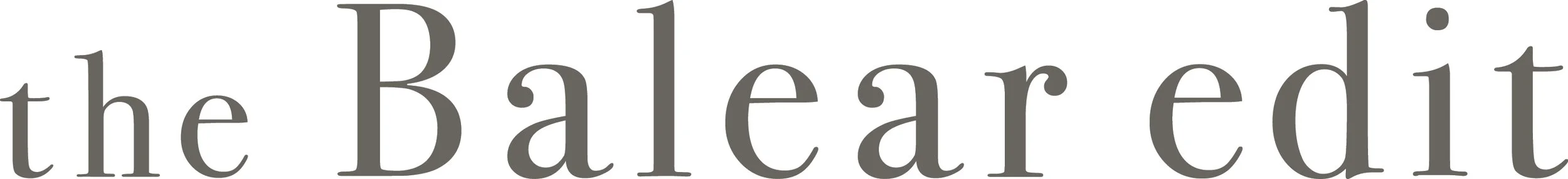 Text saying 'the baler edit' in large, gray font. Logo of the brand. The Balear Edit, a creative studio specialising in private sourcing, creative direction and Balearic craftsmanship.