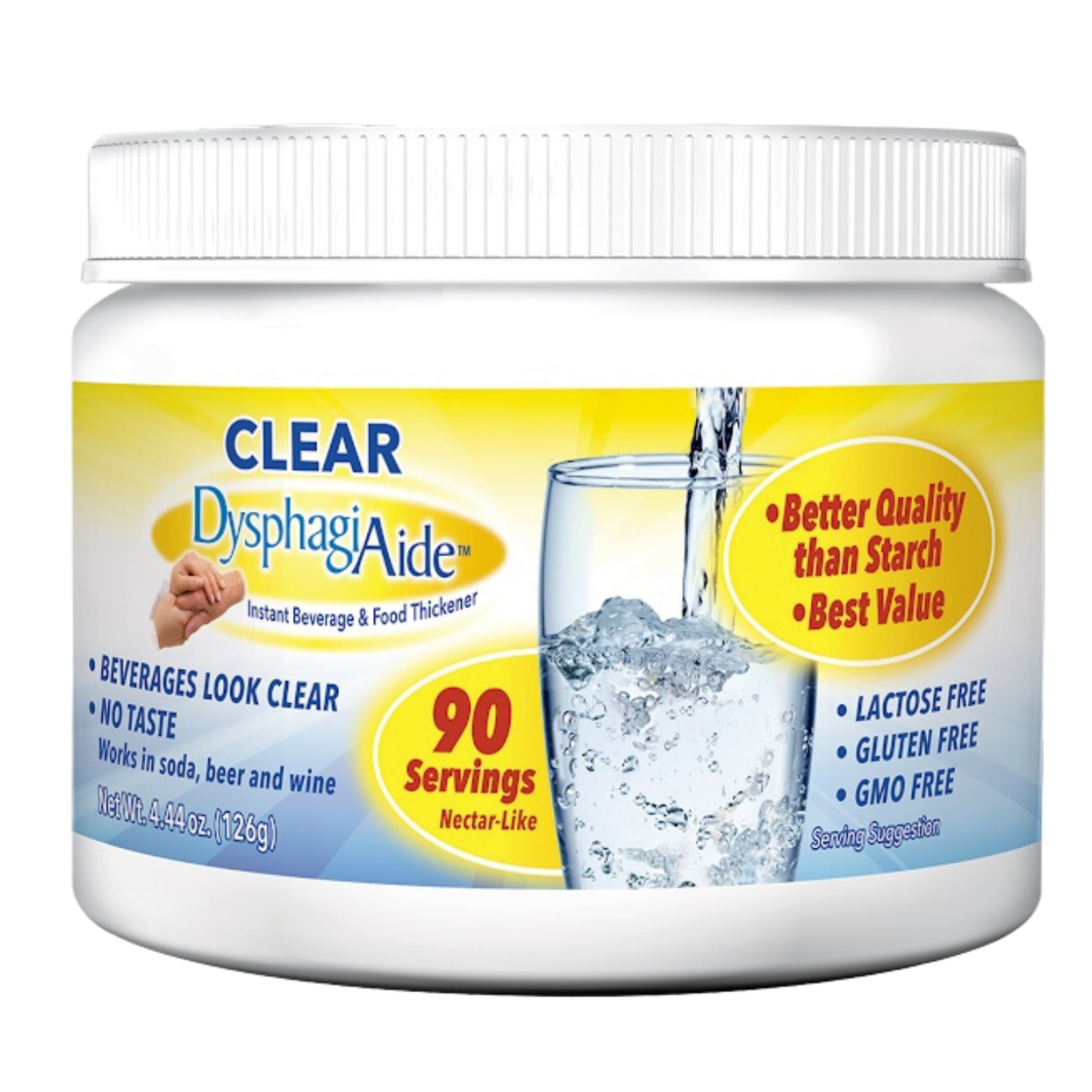 Clear DysphagiAide® Thickener, 90 Serving Jar (4.4oz), Xanthan Gum Powder for IDDSI Thickness Levels 1-4