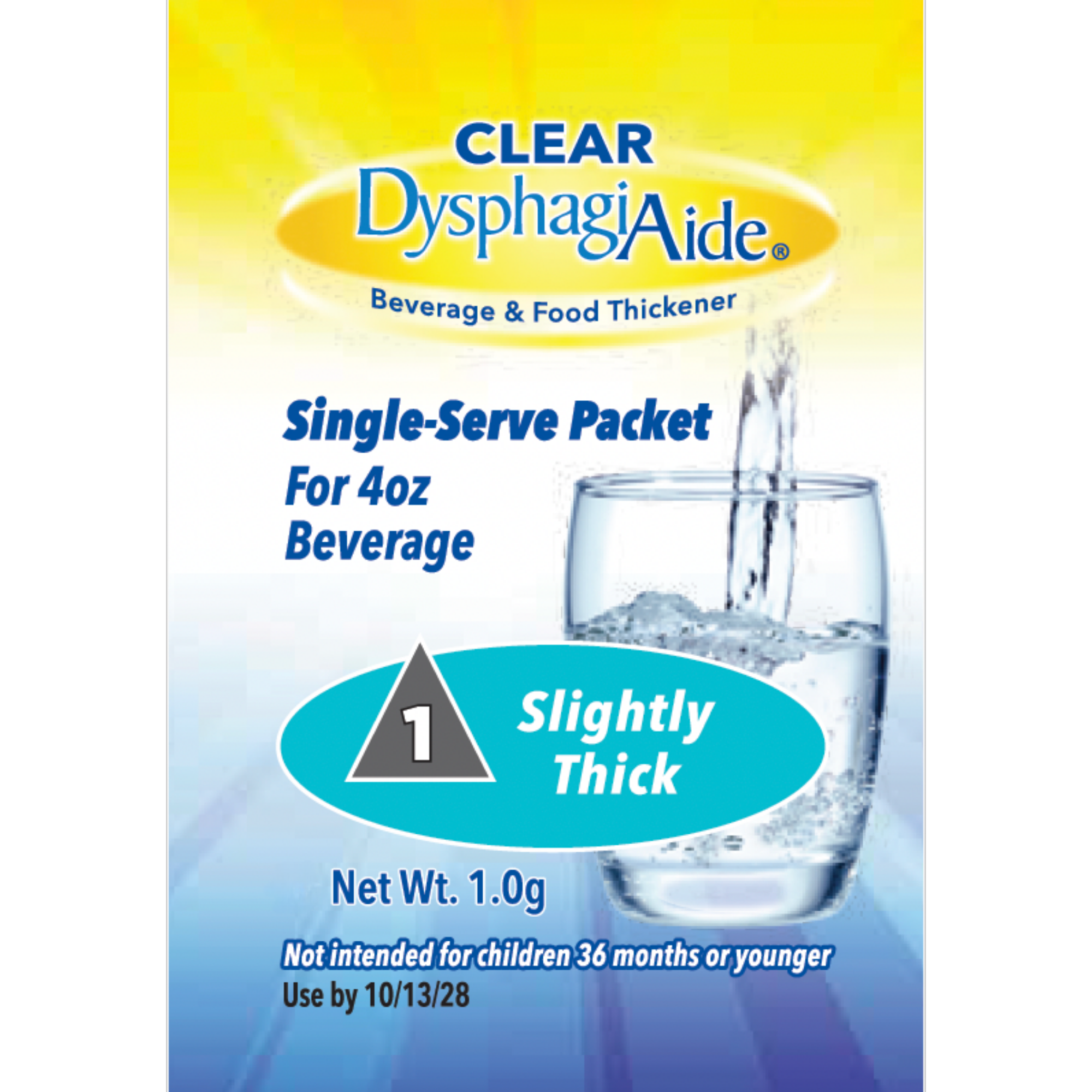 Clear DysphagiAide Thickener, IDDSI Level 1, Slightly Thick, Single Serve Packets
