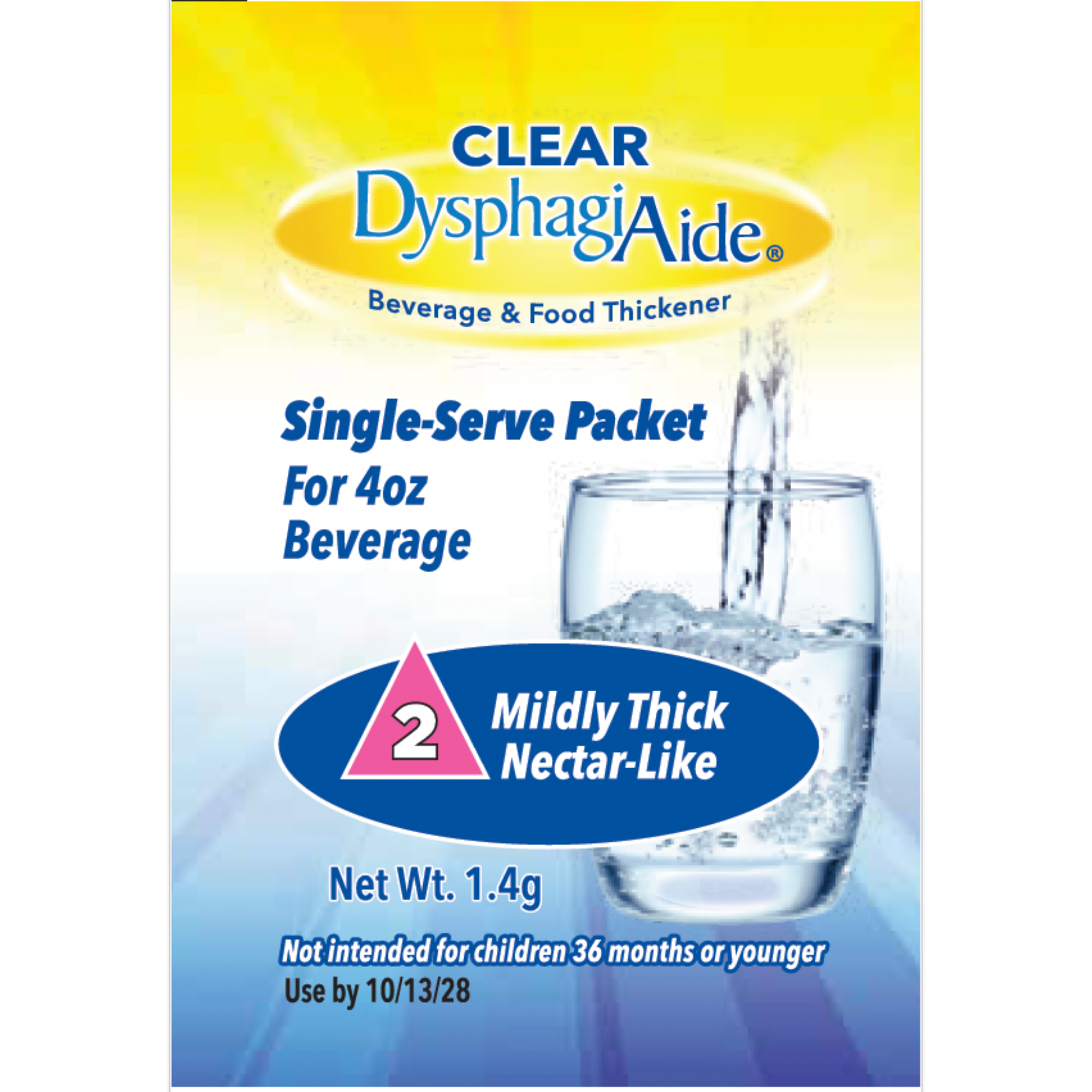 Clear DysphagiAide® Thickener, Level 2 Mildly Thick (Nectar-Like) Single Serving Packets