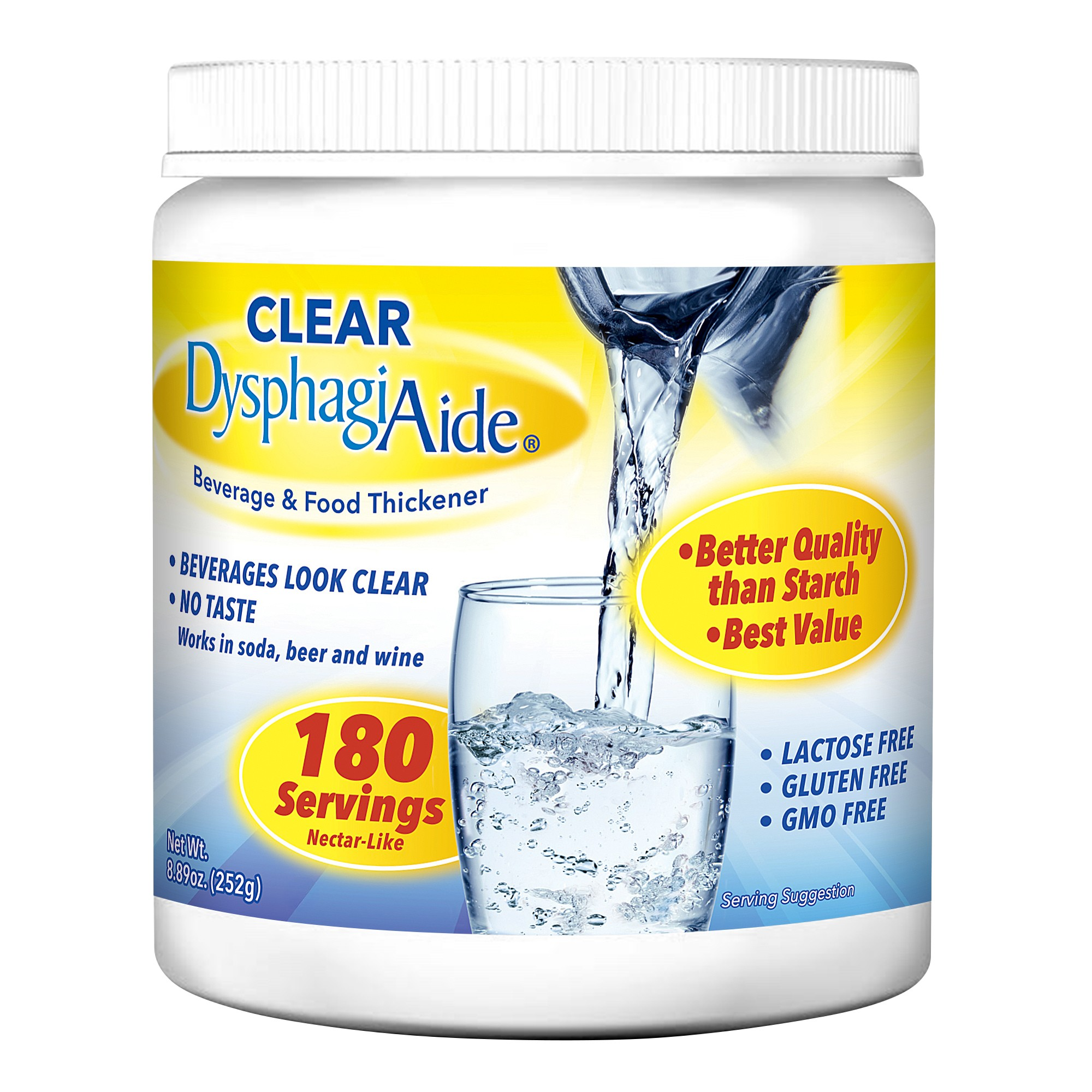Clear DysphagiAide® Thickener, 180 Serving Jar (8.89 oz), Xanthan Gum Powder for IDDSI Thickness Levels 1-4