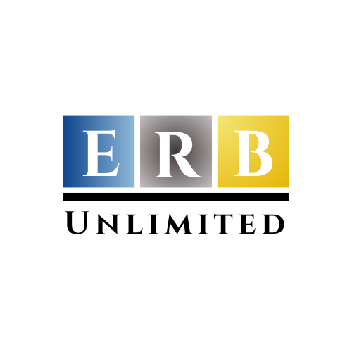Logo with three colored blocks with the letters 'E', 'R', and 'B'. The blocks are blue, gray, and yellow, respectively.