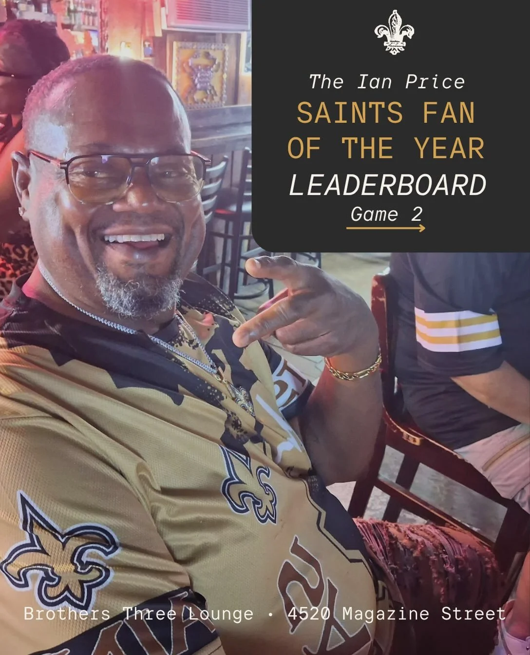 Game 2 is in the books and we&rsquo;ve got some movement on the Ian Price Saints Fan of the Year leaderboard 👀🏆

Ebony takes the lead with 9 points, with Clarence right behind at 6 and a whole pack of Who Dat Nation sitting at 5. Plenty of season l