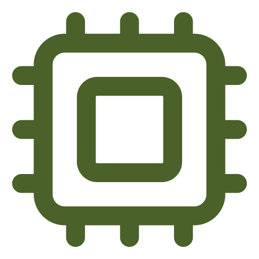 Illustratie van een groen microchip of processor.