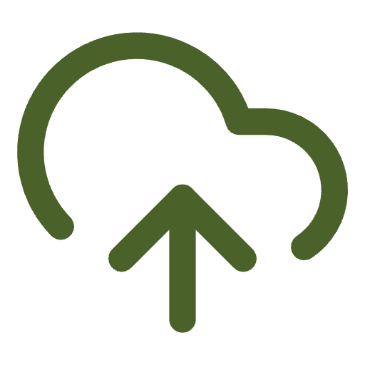 Groene upload-cloud pictogram.