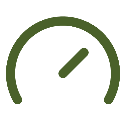 Groene wijzerplaat met een wijzer gericht naar rechts.