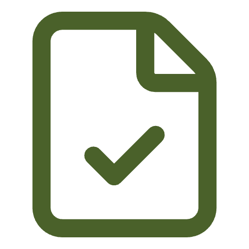 Een groen pictogram van een document met een vinkje erin.