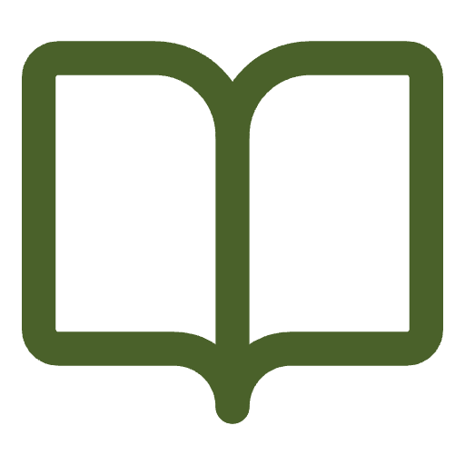 Een groene open boek met een zwarte achtergrond.