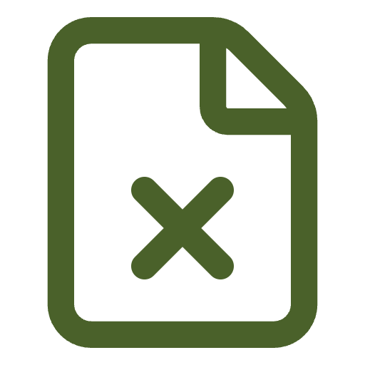 Een icoon van een document met een grote 'X' erop, meestal representing het verwijderen of sluiten van een document.