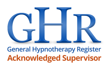 Logo with the text 'GHR' in 3D blue letters and additional smaller text below.