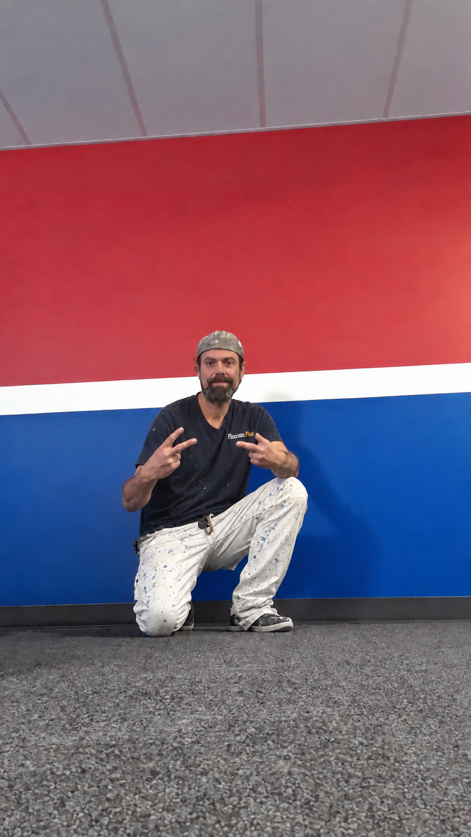 Joel beside a custom painted Habs themed wall