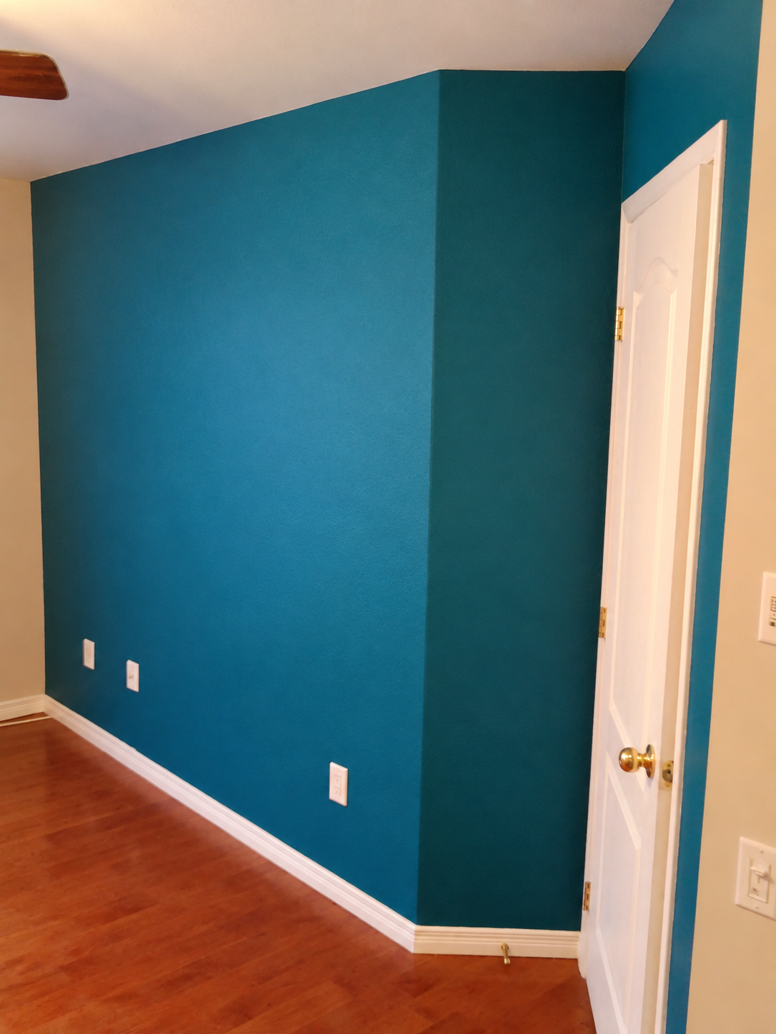 Finished blue accent wall
