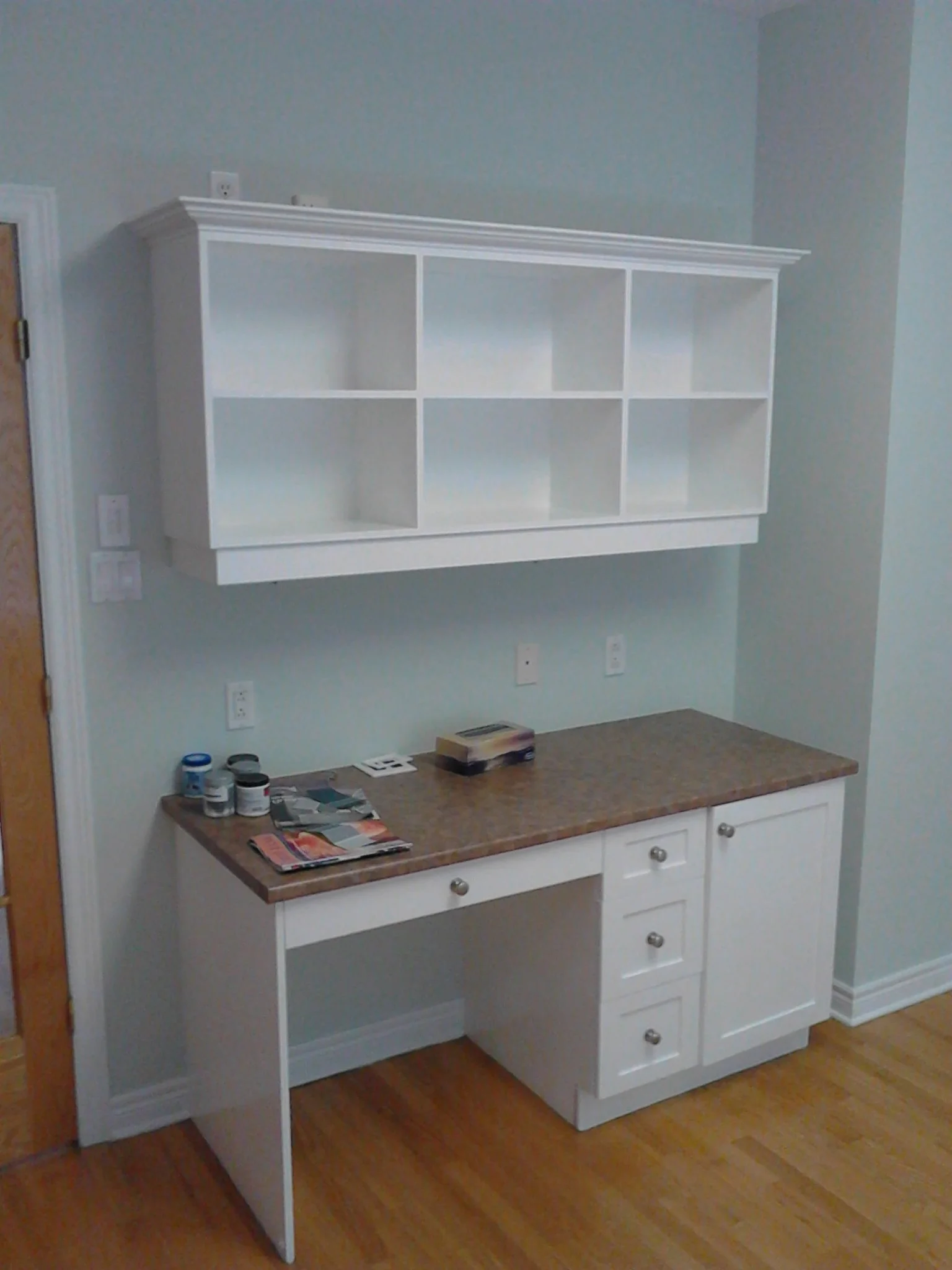 Kitchen shelving and surrounding interior trim
