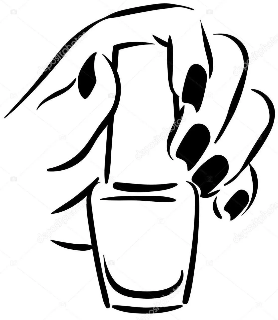 Schwarz-weiß Illustration einer Hand, die einen Bierkrug hält.
