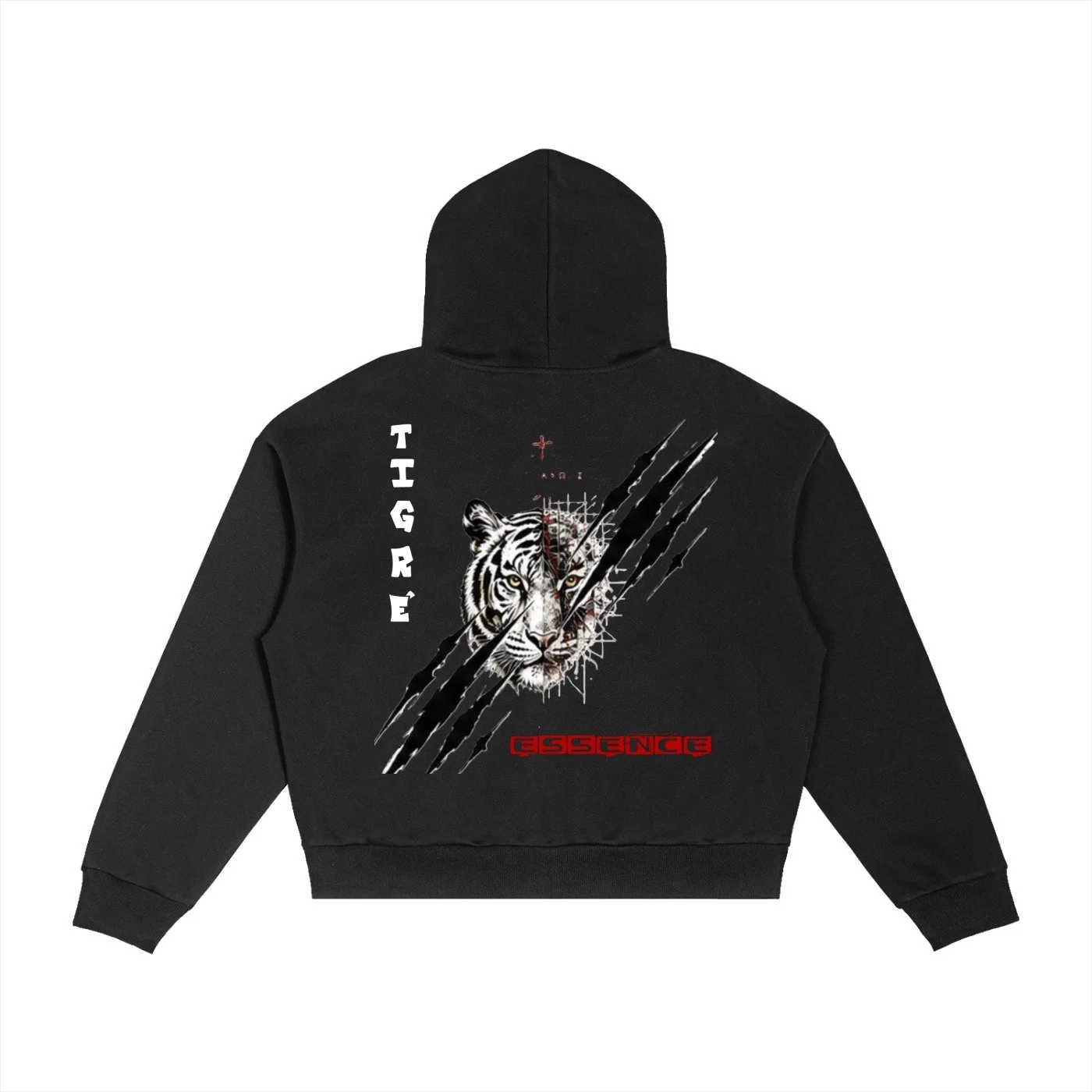 TIGRÉSSENCE Graphic Boxy Scratch Black Zip Up Hoodie