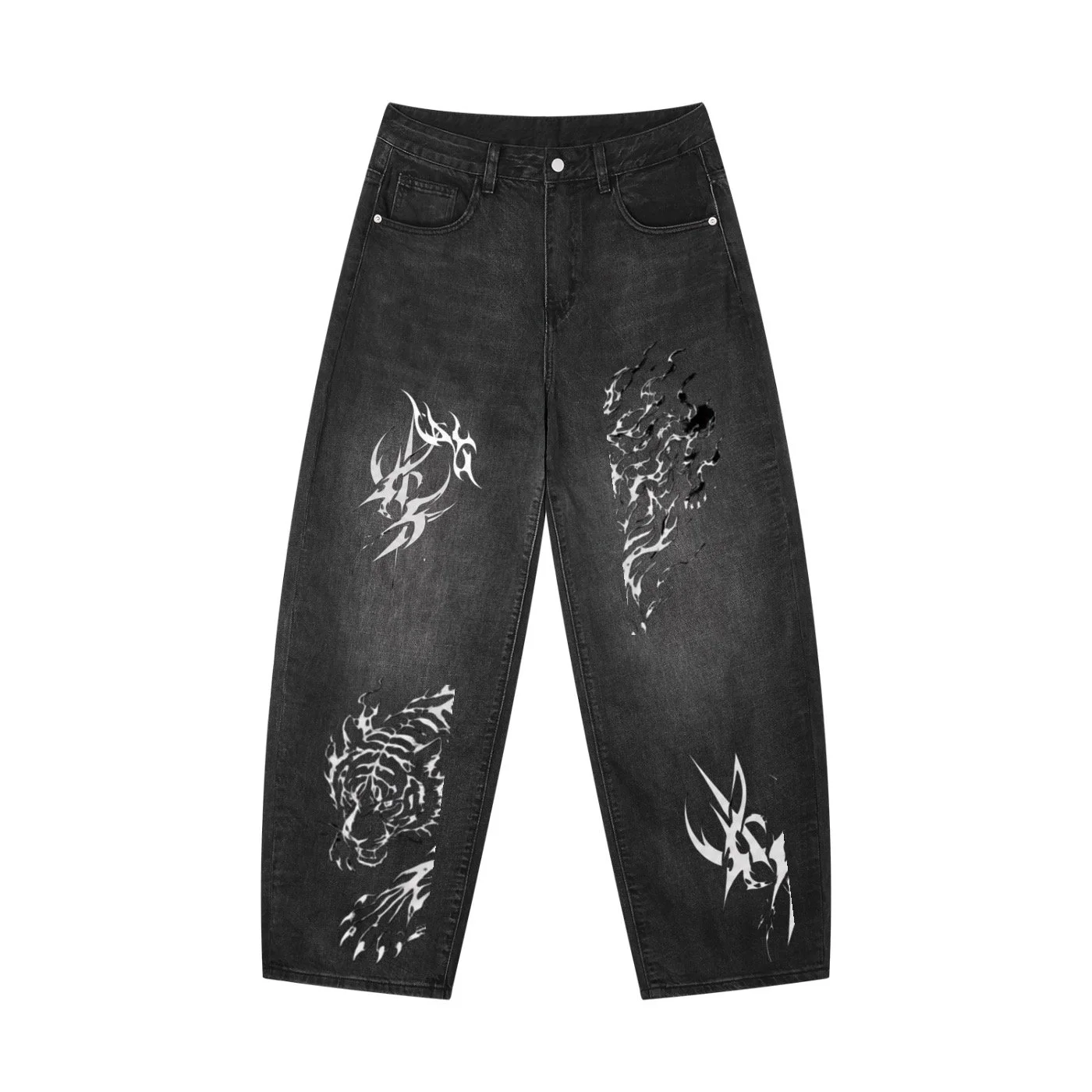 TIGRÉSSENCE Graphic Sunfade Barrel Leg Jeans