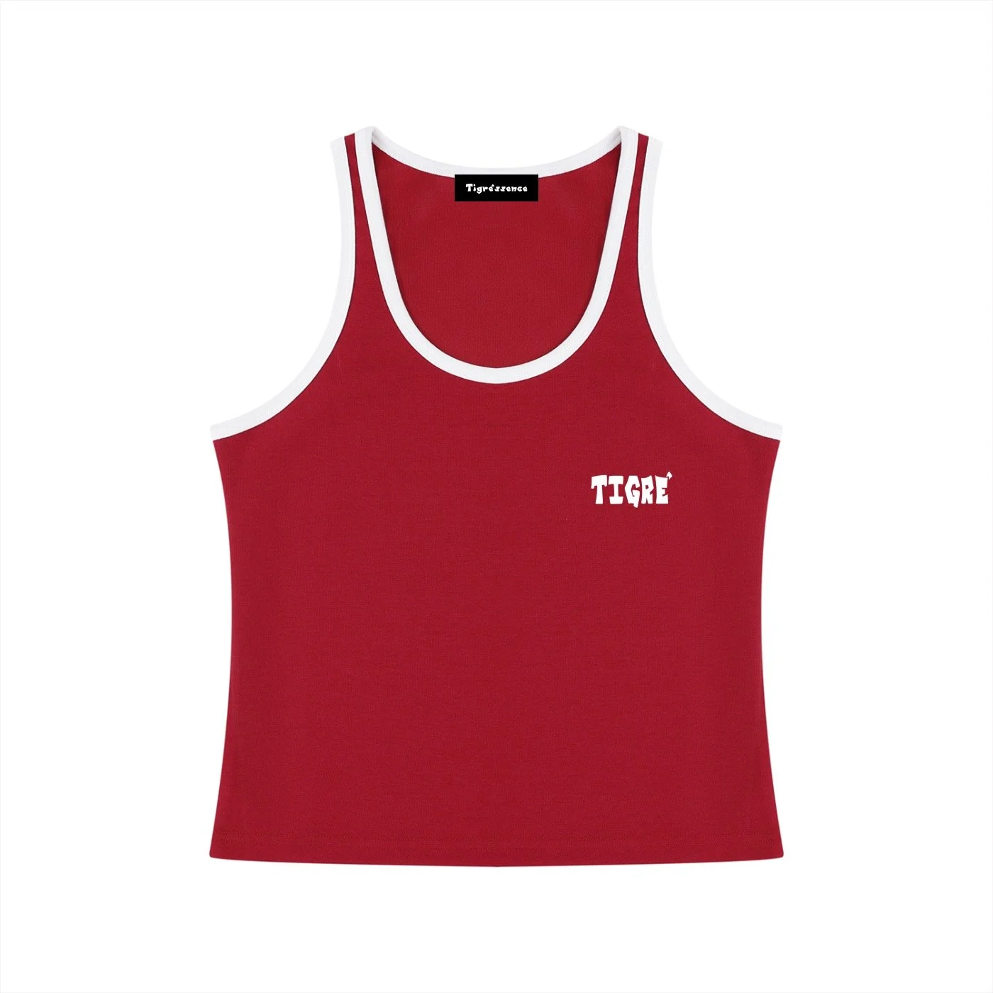 Red Graphic TIGRÉ Block Cropped Tank Top