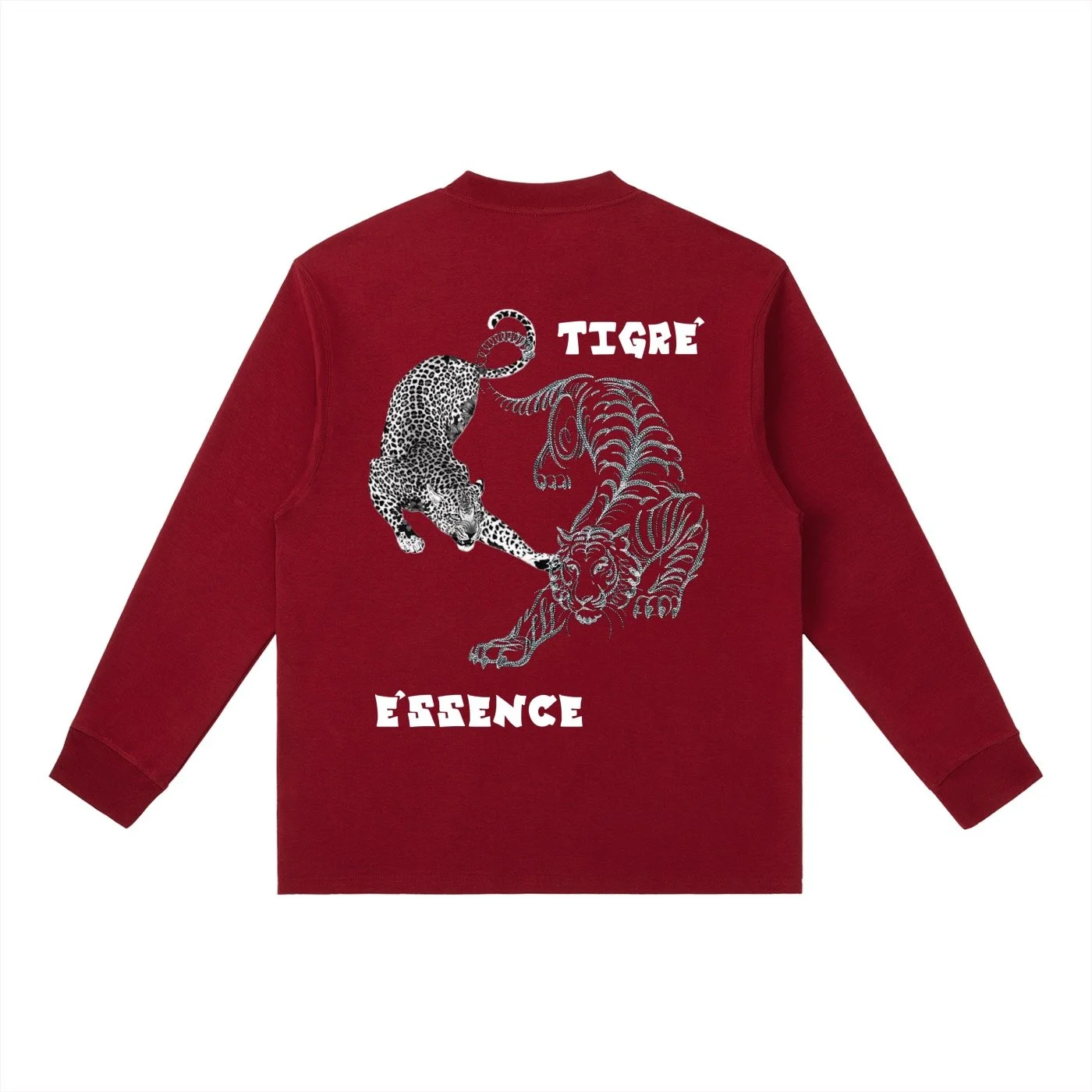 WINE RED BEDAZZLED TWO TIGRÉ LONG SLEEVE TOP