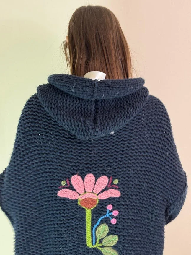 Cardigan NEPAL in pura lana Blu Taglia Unica