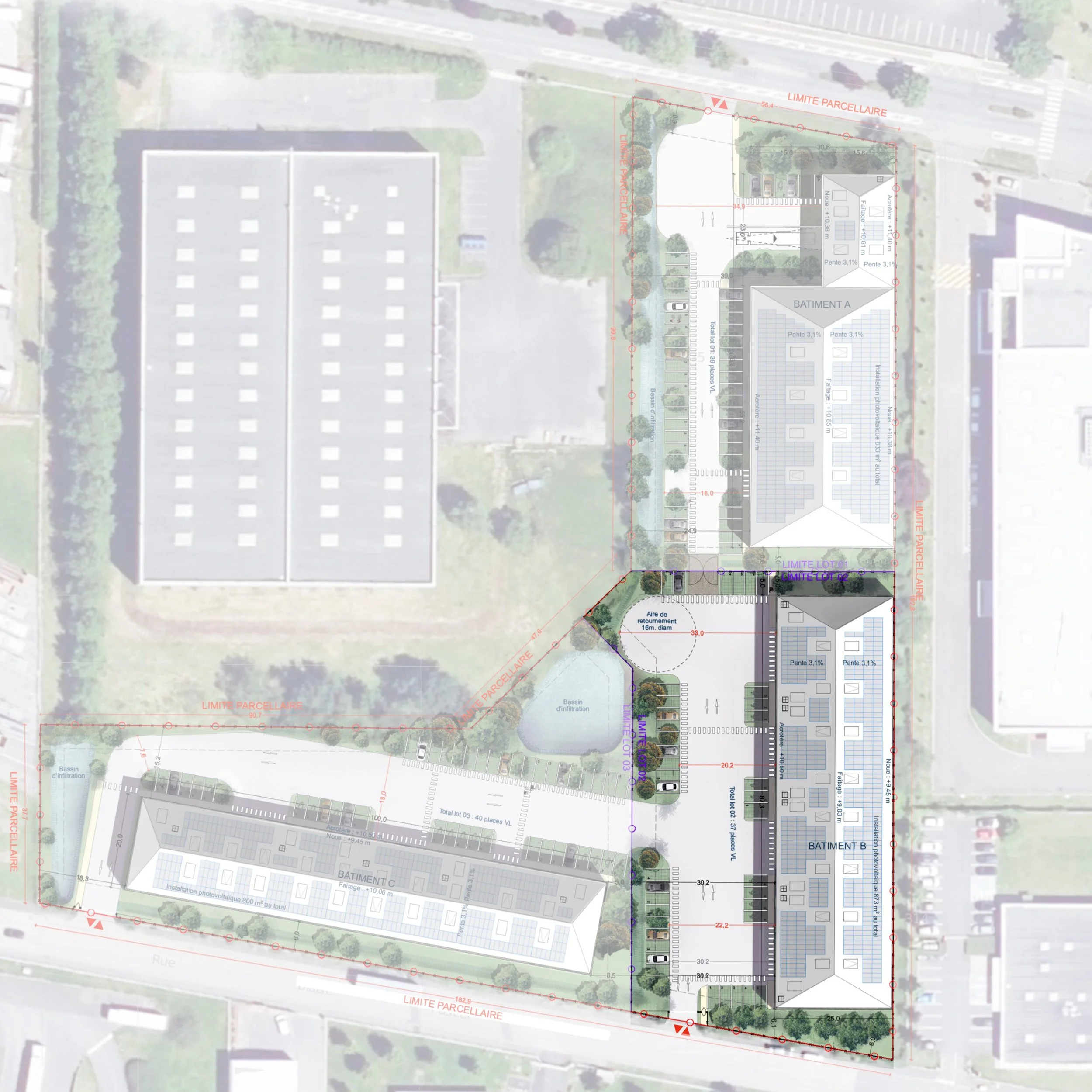 Plan masse paysager du bâtiment B