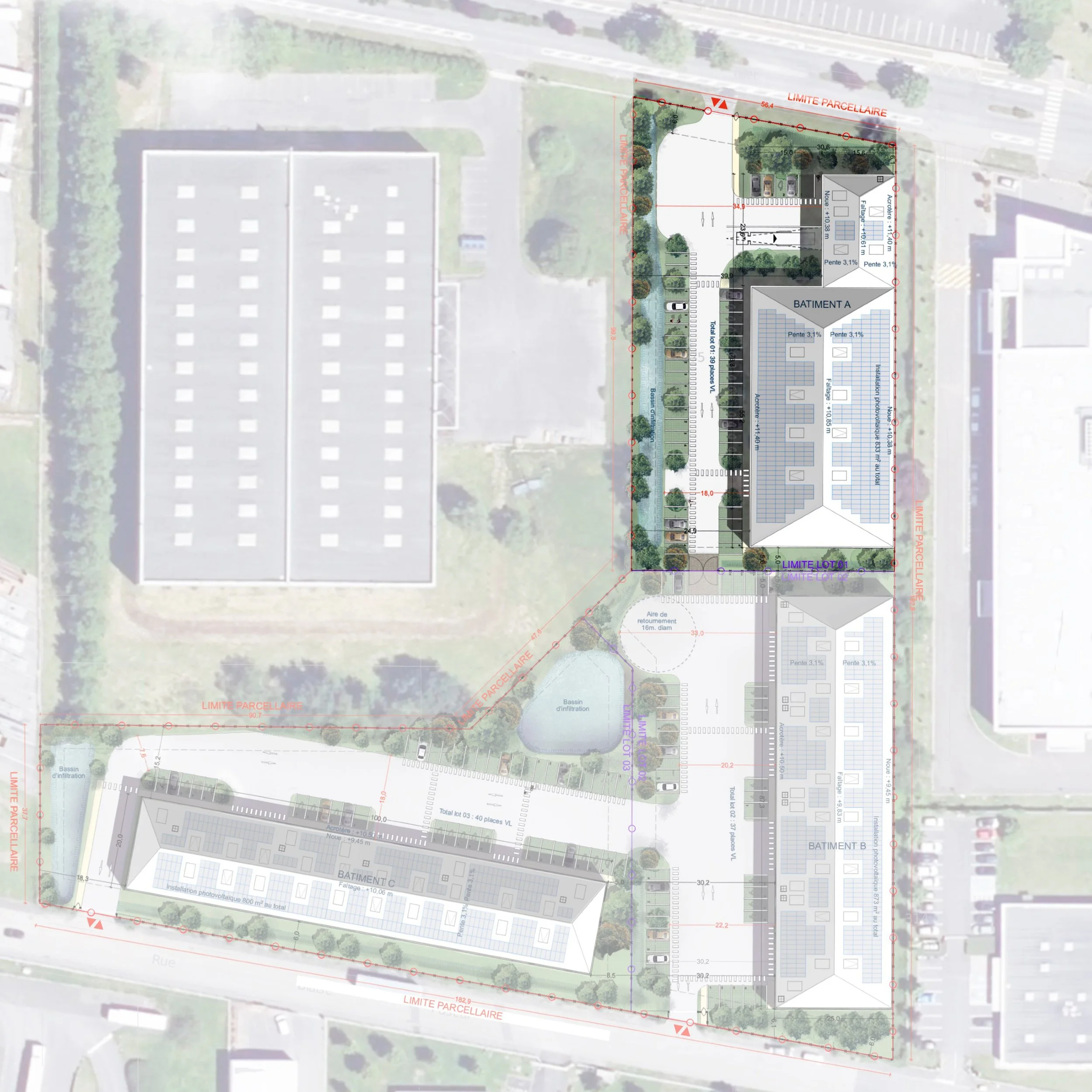 Plan masse paysager du bâtiment A