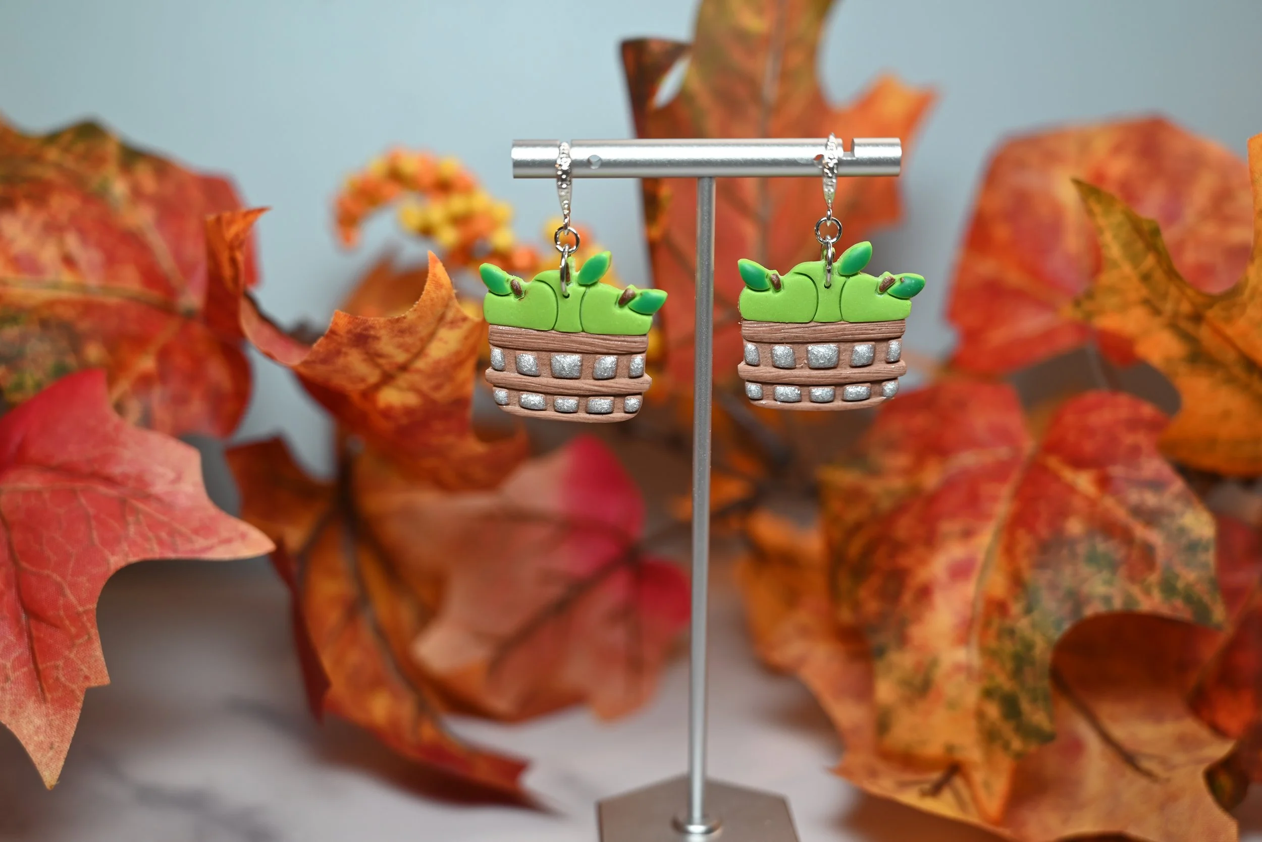 Charming Green Apple Barrel Earrings