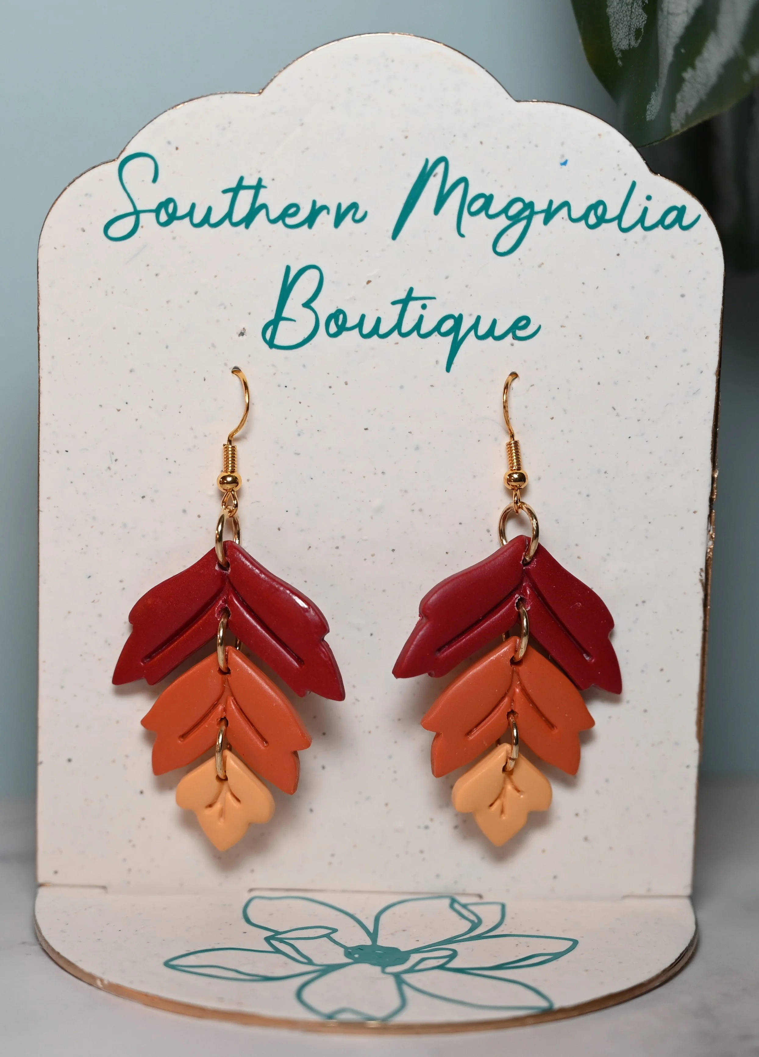 Autumn Feather Leaf Dangles