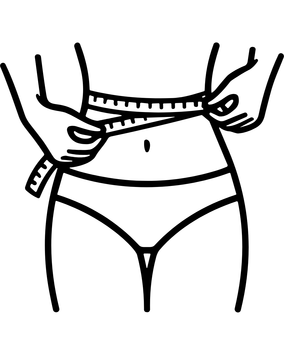 Black icon of a person measuring their waste.