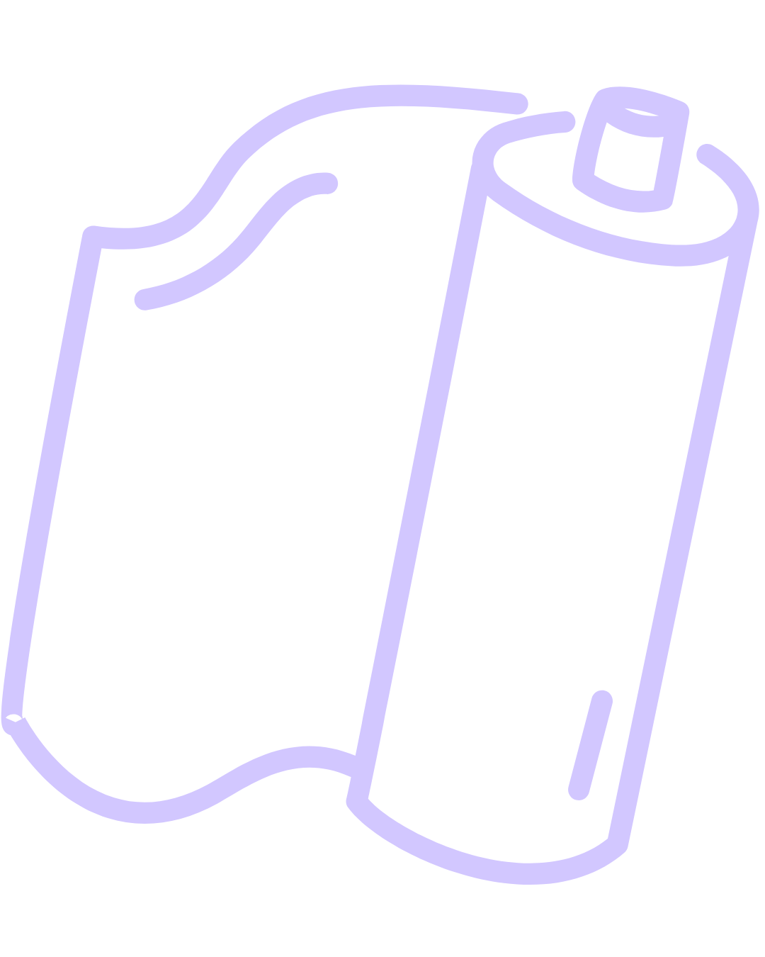 Lilac icon of a fabric roll.