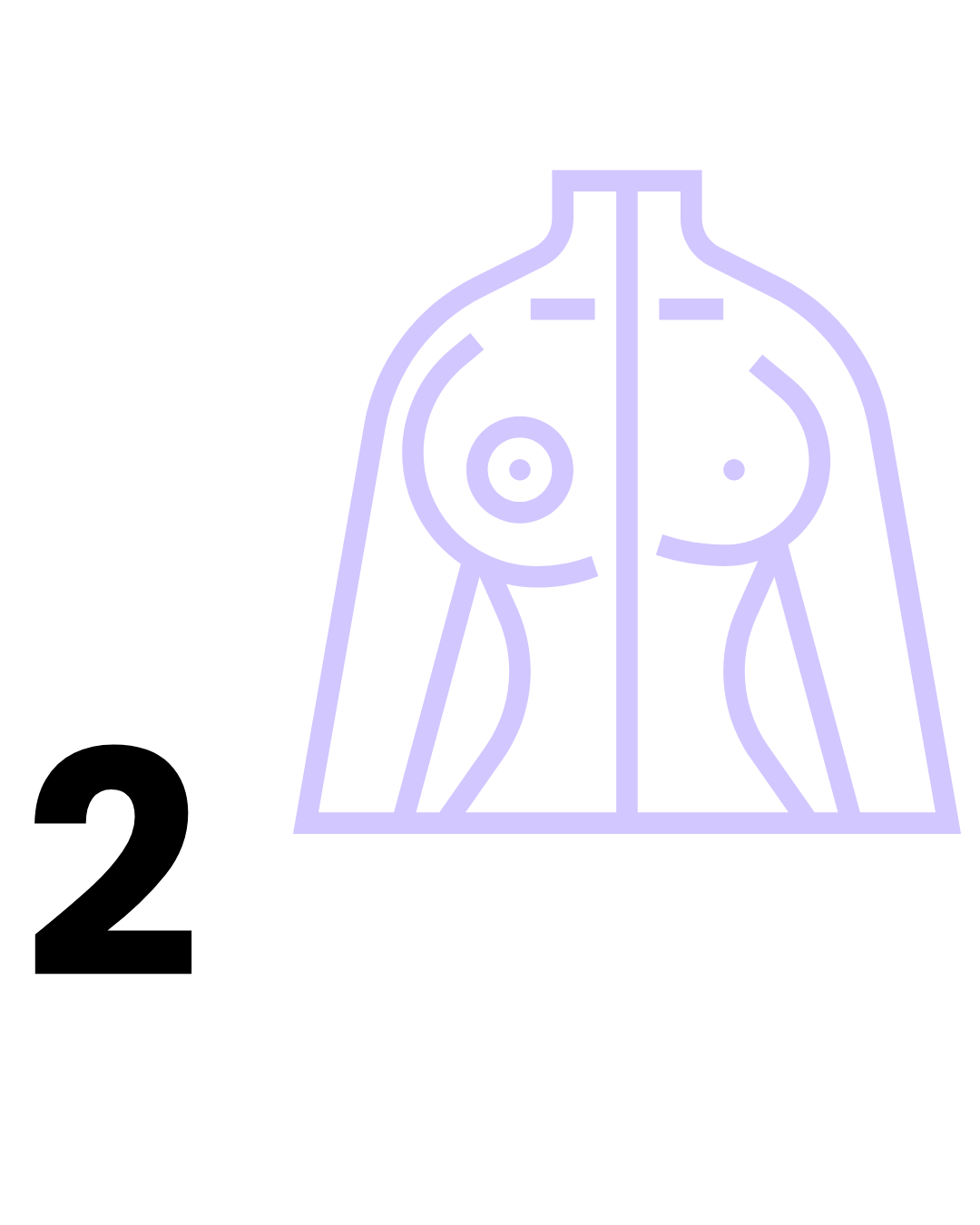 Number 2 accompanied by an icon of women's nude body.