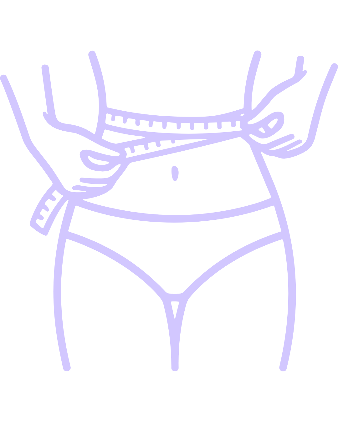 Lilac icon of someone measuring themselves.