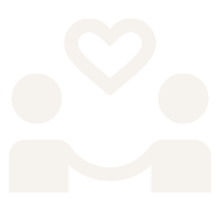 Two people holding hands with a heart above them