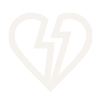 A white heart with a lightning bolt inside on a black background.