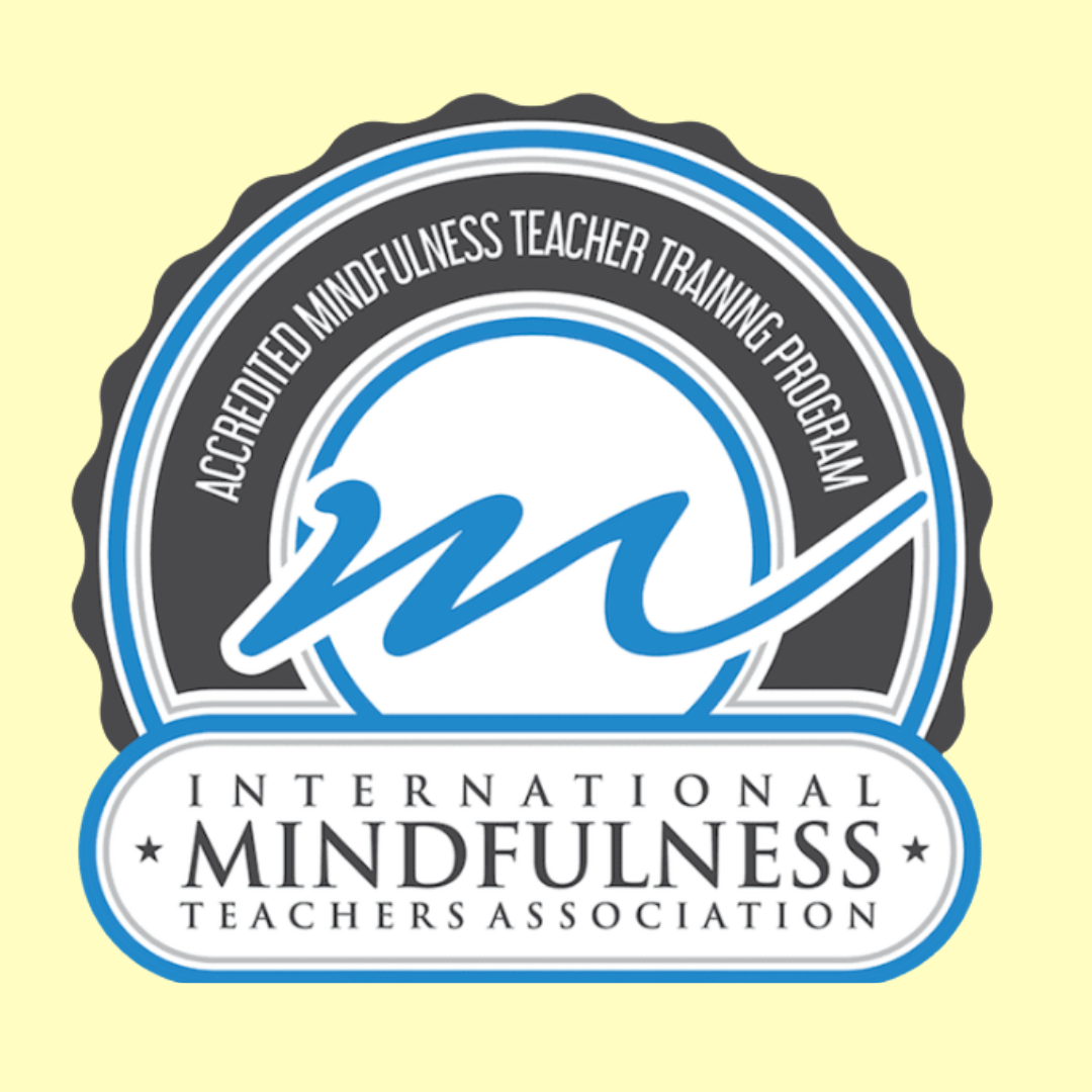 Logo of the International Mindfulness Teachers Association with a circular design and text indicating accredited mindfulness teacher training program.