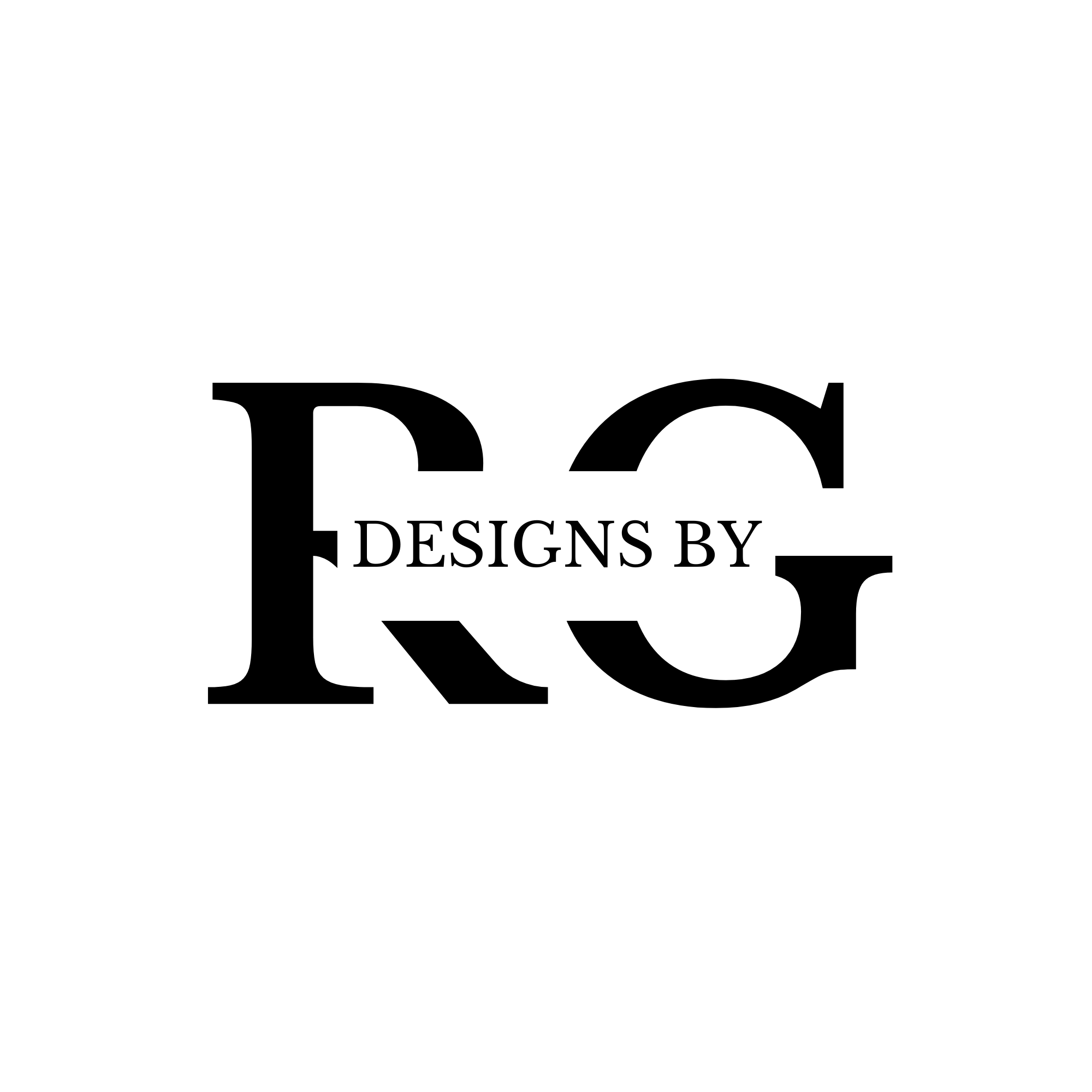 Black and white logo with large letter 'R' and smaller text 'Designs by' underneath.