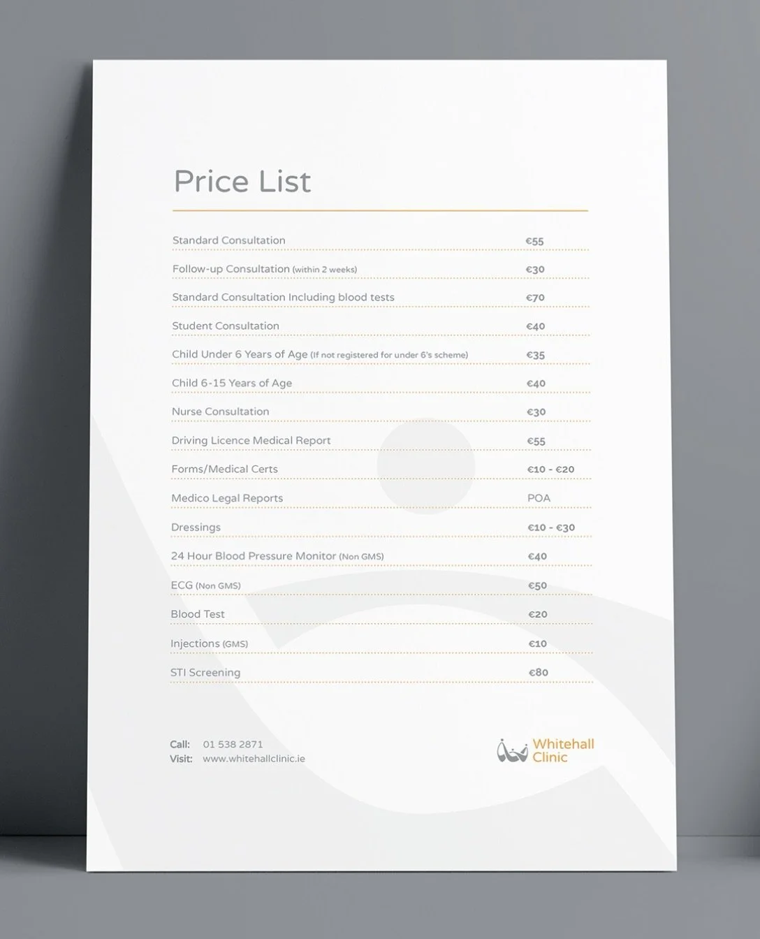 My brand design for the Whitehall Clinic GP practice in Dublin.