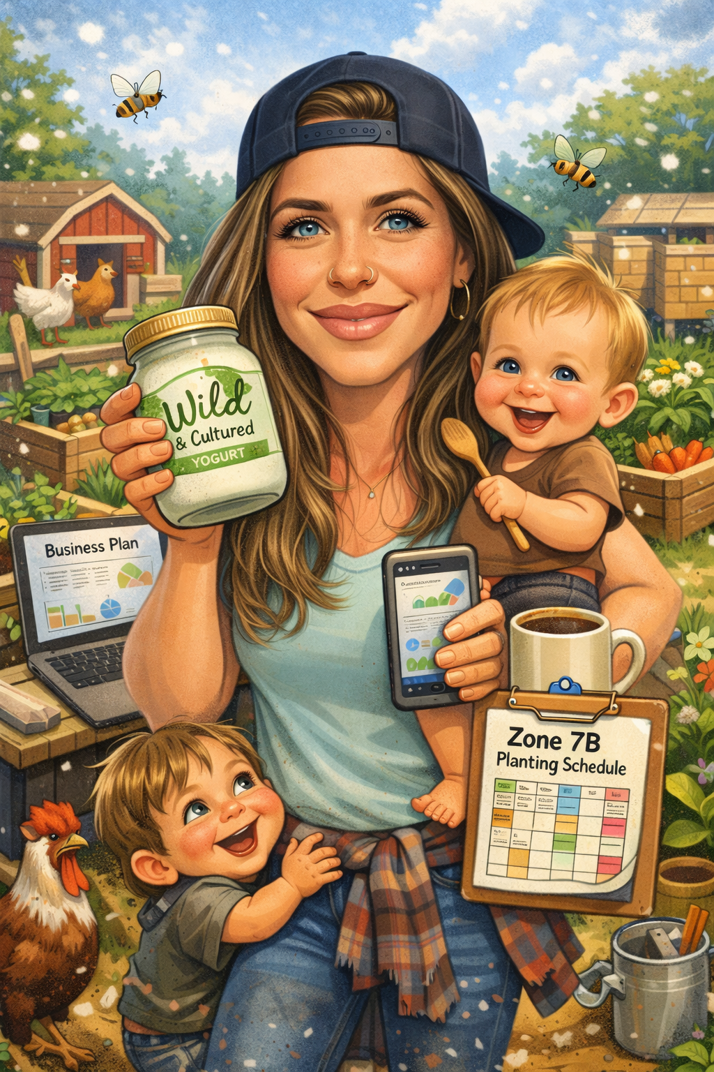 Founder of Wild & Cultured with her two sons, celebrating a family lifestyle centered on traditional fermentation, gardening, and nourishing foods.