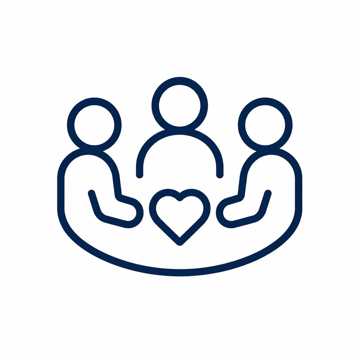 Peer-to-peer support group icon representing community, connection, and mental health support