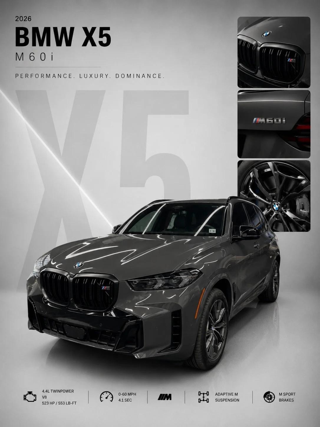 Straight from the dealership, this 2026 BMW X5 M60i came to us for a full front XPEL PPF package and tint on the 2 front windows. 🔥 

Now the front end is protected from rock chips and road debris while the tinted windows complete the clean aggressi