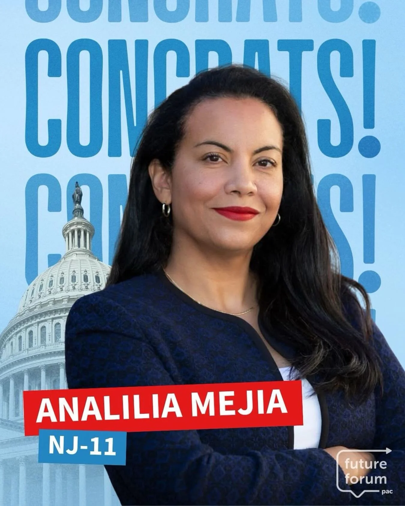 Congrats @AnaliliaForNJ on her win!

Analilia is the bold, fearless leader #NJ11 needs. She&rsquo;s fighting to get our country back on track and build a future that prioritizes you&mdash; not billionaires.