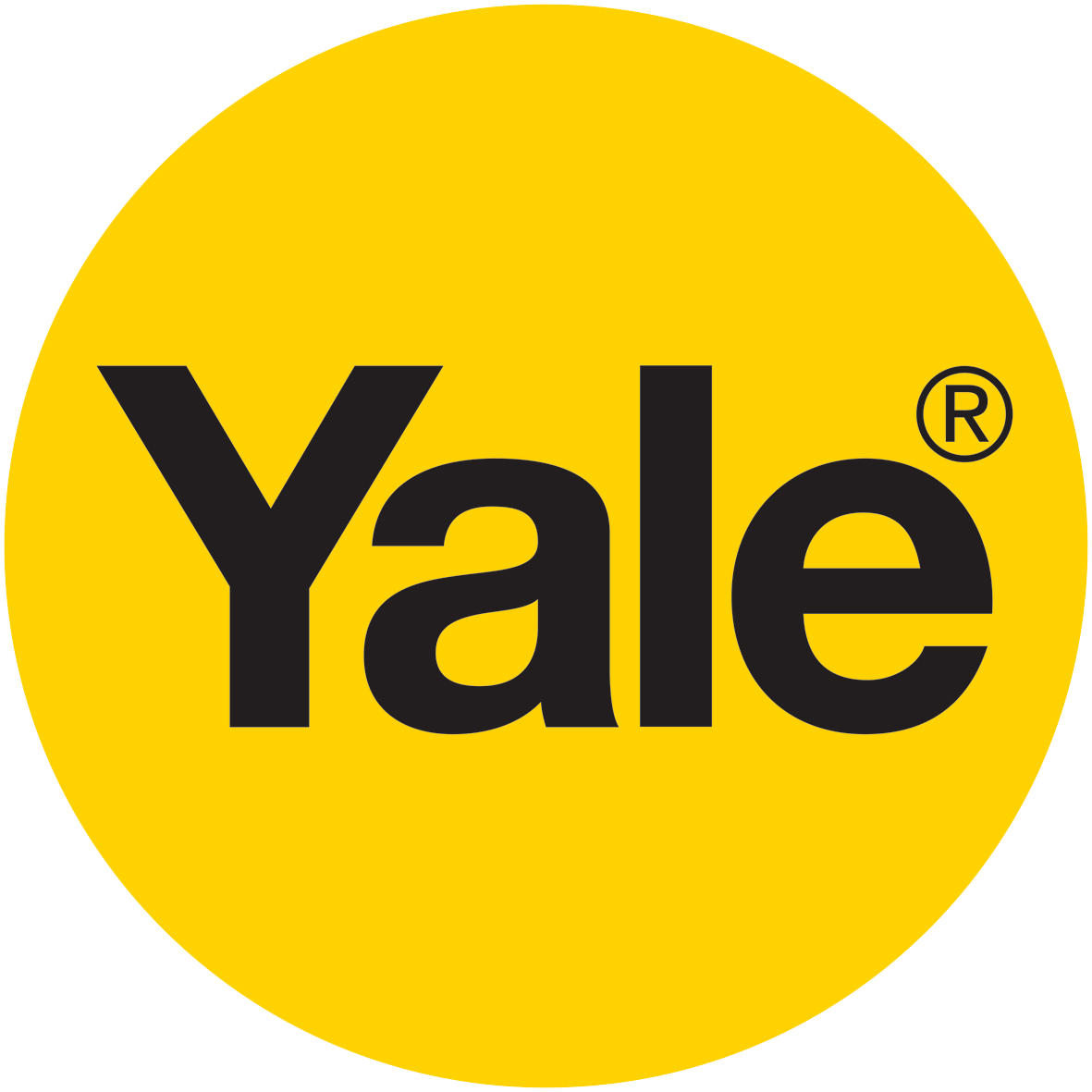 Yale logo on a yellow circular background.