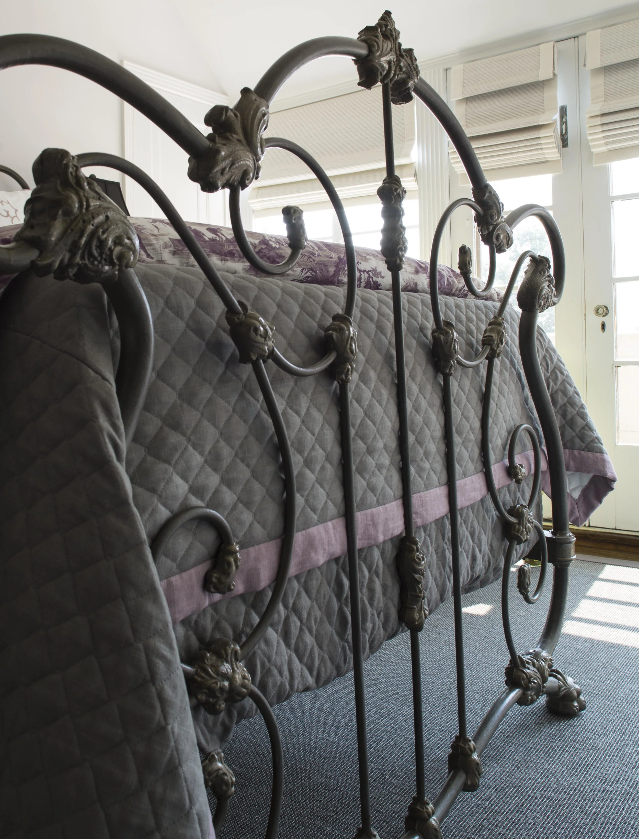 Guest Bedroom with Antique Bed and Custom Bedding (Copy)