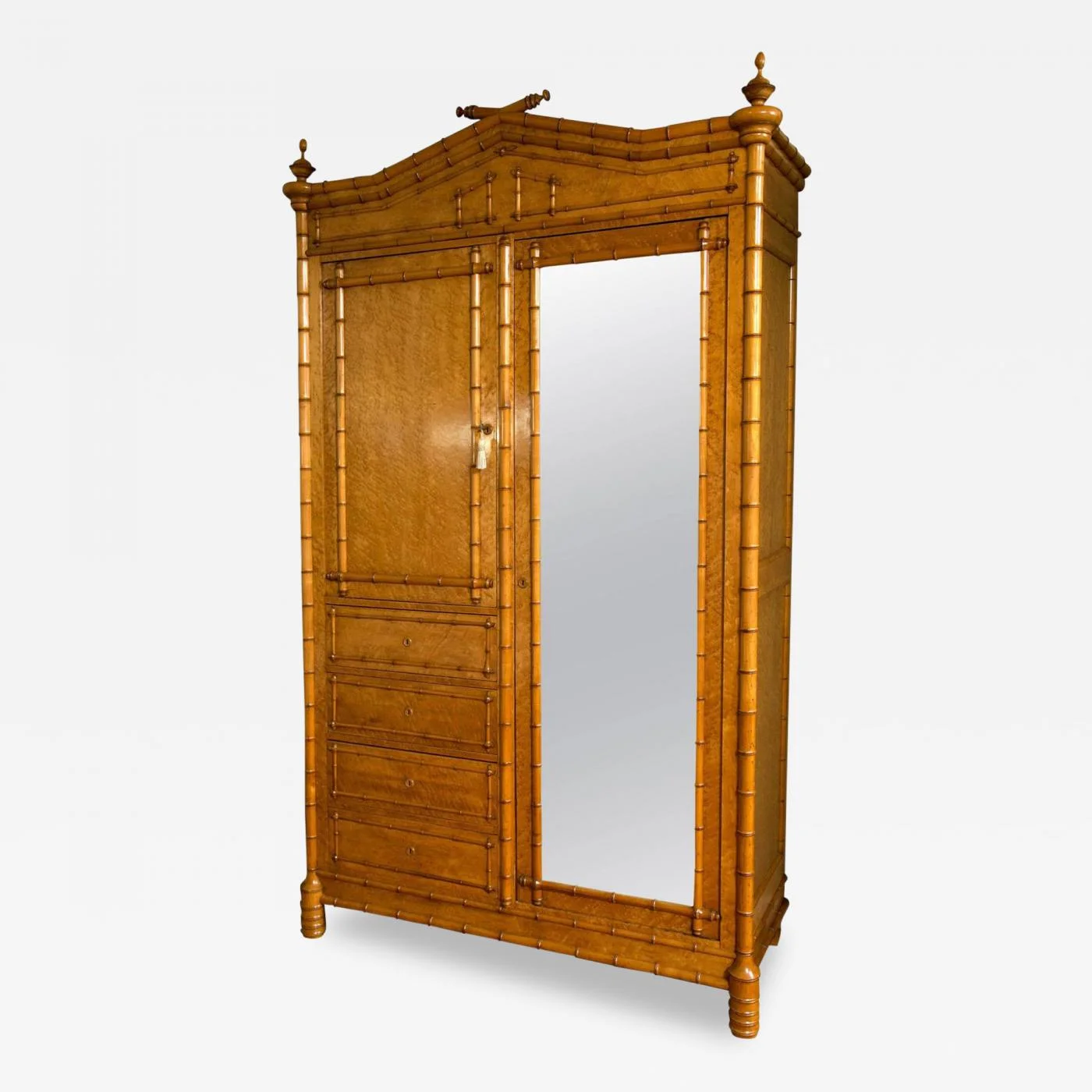 R.J. Horner &amp; Co. - Aesthetic Movement Maple Faux Bamboo Armoire
