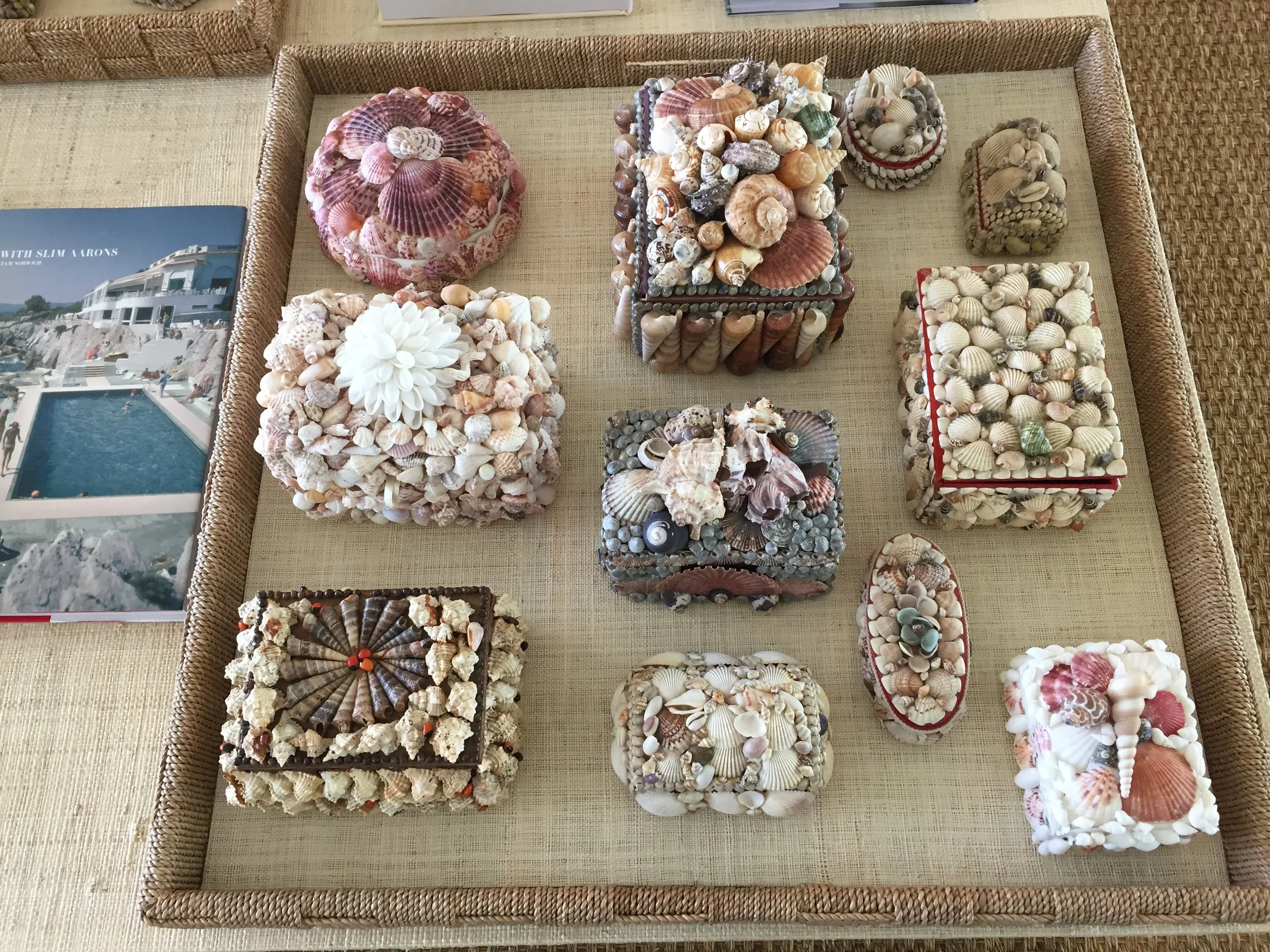 I spent hours searching for these shell encrusted boxes. As a child I remember so many from my visits to the beach. It was so much fun finding such unique specimens and surprising this client created so much anticipation for me.