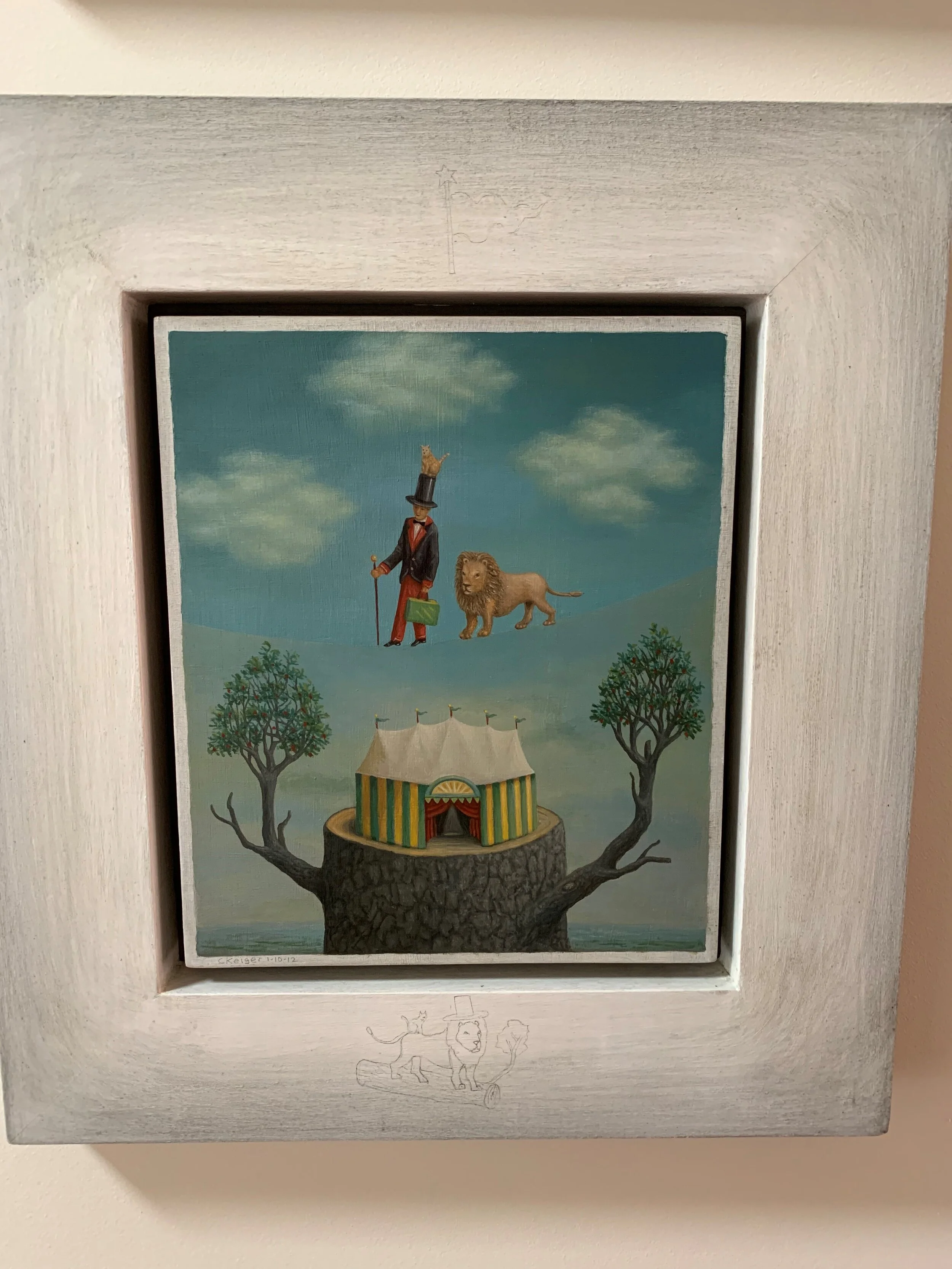 Close up of Keiger’s work in my home- hoping you can see the lion with the top hat